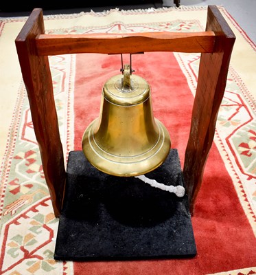 Lot 498 - A large antique brass ships bell raised on a...