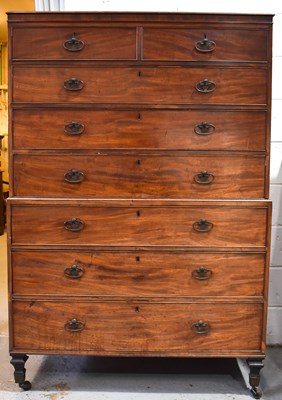 Lot 510 - A Georgian mahogany chest on chest with two...