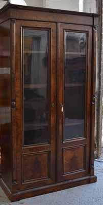 Lot 494 - A French style burr veneered cabinet with two...