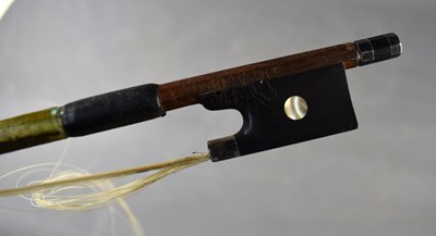 Lot 114 - A Bausch violin bow, stamped to the end, 74cm...