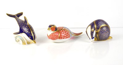 Lot 166 - Three Royal Crown Derby paperweights...