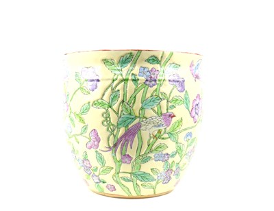 Lot 123 - An oriental style pottery jardiniere depicting...