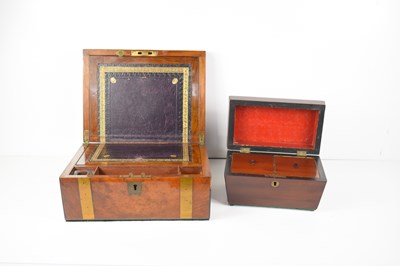 Lot 72 - A Victorian walnut and brass bound writing box...