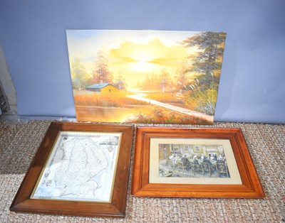 Lot 360 - A mixed group of three pictures to include a...