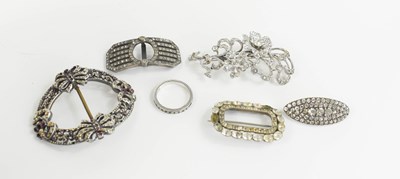 Lot 221 - A group of vintage paste buckles and brooches,...