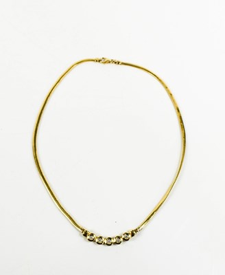 Lot 159 - A 15ct gold and five stone diamond necklace,...