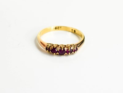 Lot 120 - A Victorian 18ct gold and pink sapphire five...