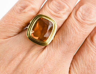Lot 50 - A 15ct gold and citrine ring,the rectangular...