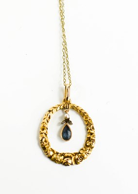 Lot 145 - A gold (unmarked) chain link necklace and...