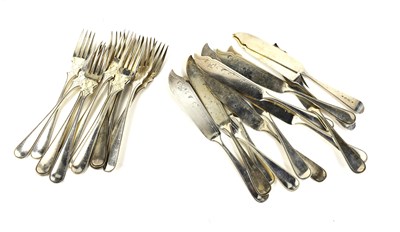 Lot 394 - A set of twelve Dutch silver fish knives and...