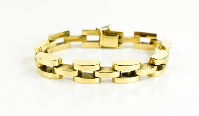 Lot 160 - A 15ct gold bar and chain link bracelet,...