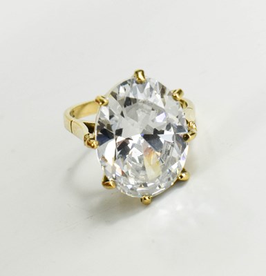 Lot 103 - A 9ct gold and cut crystal dress ring, size M,...