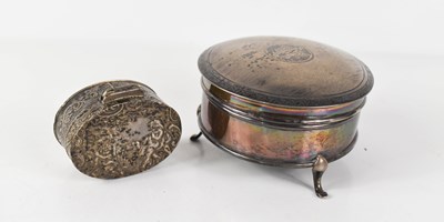 Lot 300 - A Dutch 930 silver oval box, of oval form, the...