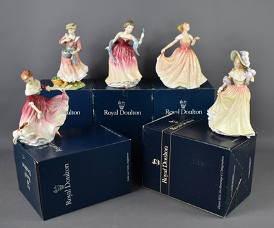 Lot 179 - Seven Royal Doulton figurines, five with the...