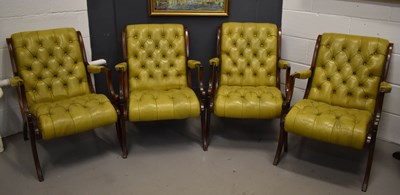 Lot 521 - A set of four 20th century mahogany and green...