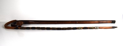 Lot 103 - Three 19th century walking sticks, bamboo,...