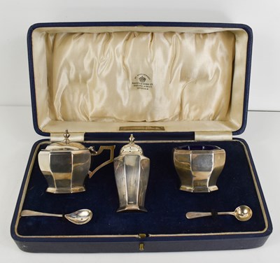 Lot 384 - A silver cruet set by Mappin & Webb,...