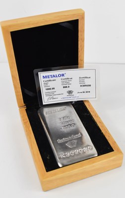 Lot 398 - A Metalor 1 Kilo Fine Silver Barm 1 Kilo 999.0...