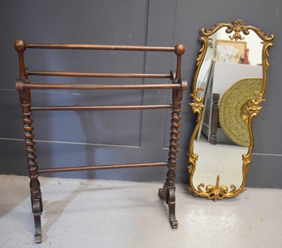 Lot 477 - A Victorian mahogany towel rail with barley...