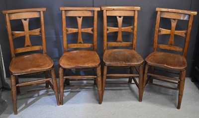 Lot 502 - A set of four antique elm and possibly yew...