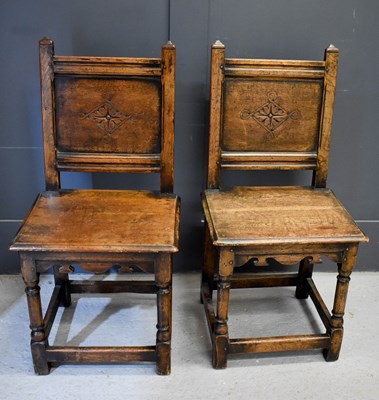 Lot 467 - A pair of 17th century style hall chairs with...