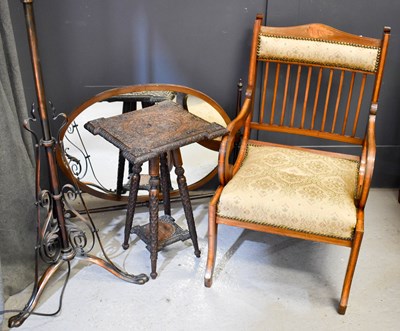 Lot 469 - An Edwardian marquetry inlaid bedroom armchair,...