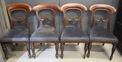 Lot 470 - A set of four Victorian mahogany dining chairs,...