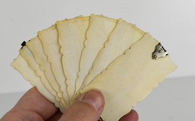 Lot 315 - A Victorian bone carved aide memoire, engraved...