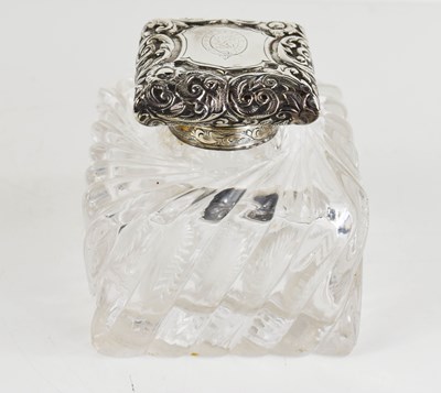 Lot 338 - A 19th century silver and glass jar and cover,...