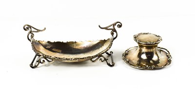 Lot 319 - A silver Edwardian inkwell with original glass...