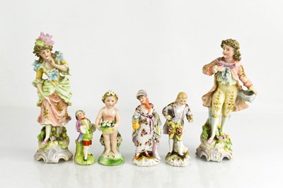 Lot 172 - Two pairs of German porcelain figurines and...