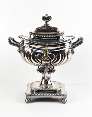 Lot 374 - A Victorian silver plated samovar, with twin...