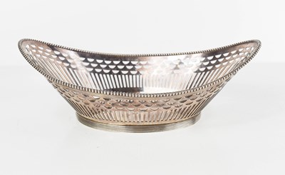 Lot 366 - A Dutch silver basket dish of oval form, with...