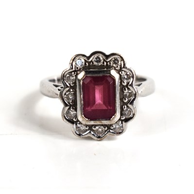 Lot 136 - An 18ct with gold, pink tourmaline and diamond...