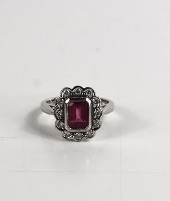 Lot 48 - An 18ct with gold, pink tourmaline and diamond...
