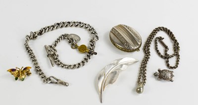 Lot 244 - A group of silver to include an Albert chain,...