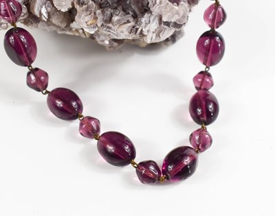 Lot 35 - An antique amethyst beaded necklace, 49g, 40cm...