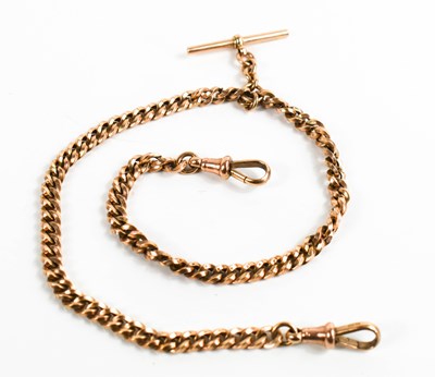 Lot 173 - A 9ct rose gold albert chain, with fob and two...