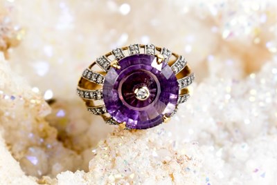 Lot 16 - A Lehrer 9ct gold and Torusring amethyst and...