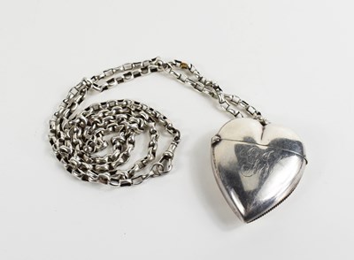 Lot 18 - A Victorian silver heart form vesta case on...