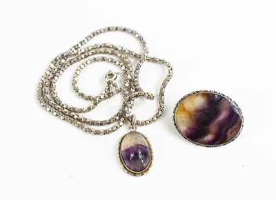 Lot 68 - A silver and Blue John pendant necklace and...