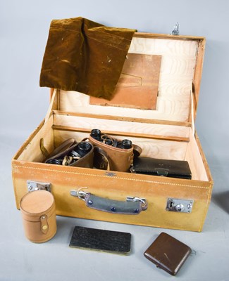 Lot 432 - A leather clad suitcase, together with an...