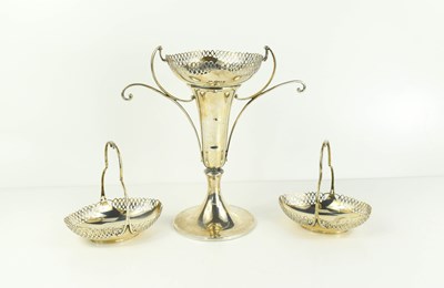 Lot 395 - A silver stem vase with matching bon bon...