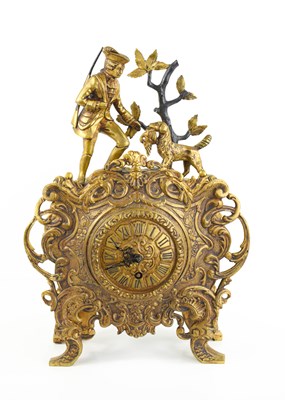 Lot 299 - A 19th century gilt brass mantle clock, the...