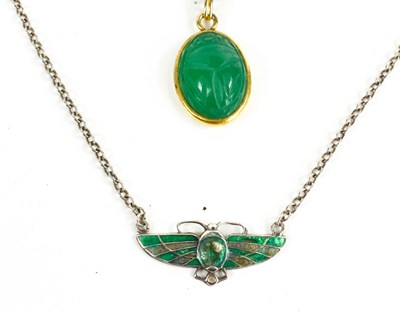 Lot 35 - Egyptian Revival interest, a three form scarab...