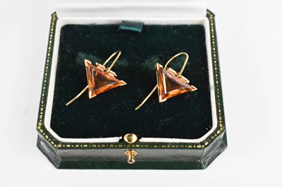 Lot 78 - A pair of modernist 18ct gold and citrine...