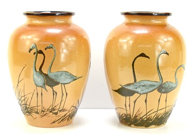 Lot 31 - A pair of 19th century Doulton Lambeth vases...