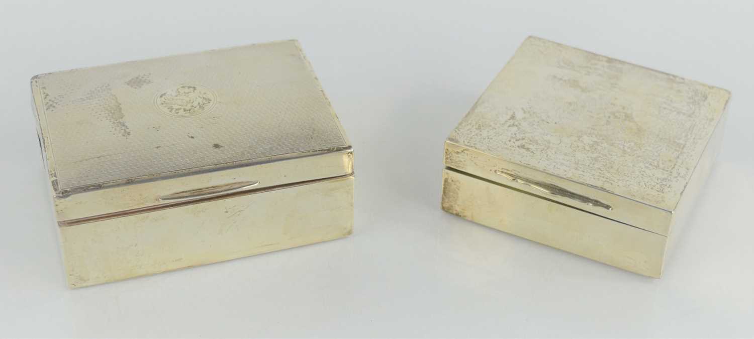 Lot 295 - A silver cigarette box, with engine turned...