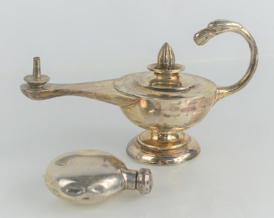 Lot 301 - An Anglo-Indian silver table cigar lighter,...