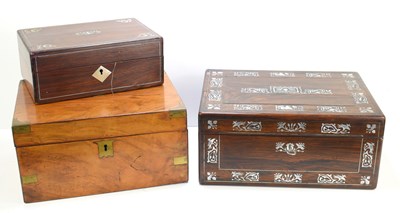 Lot 348 - A Victorian rosewood workbox with inlaid...